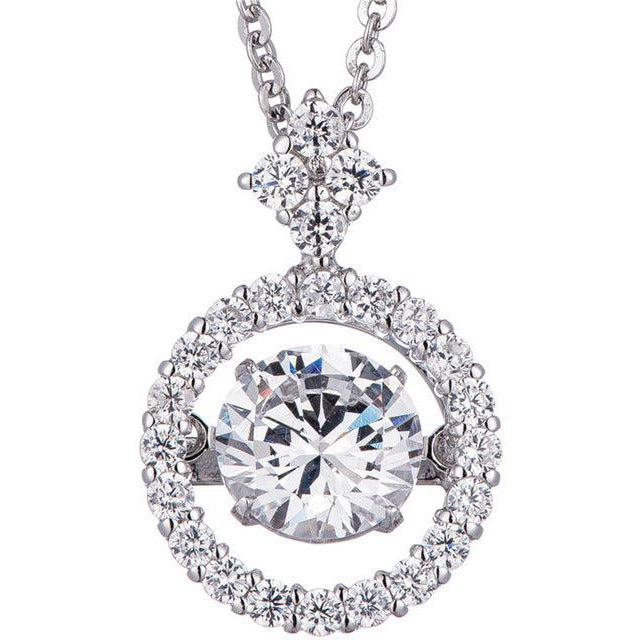Round .75CT Sterling Silver Pendant Necklace