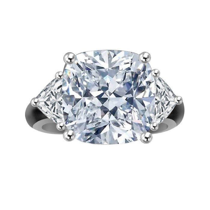 10CT Cushion Cut Cubic Zirconia Sterling Silver Ring