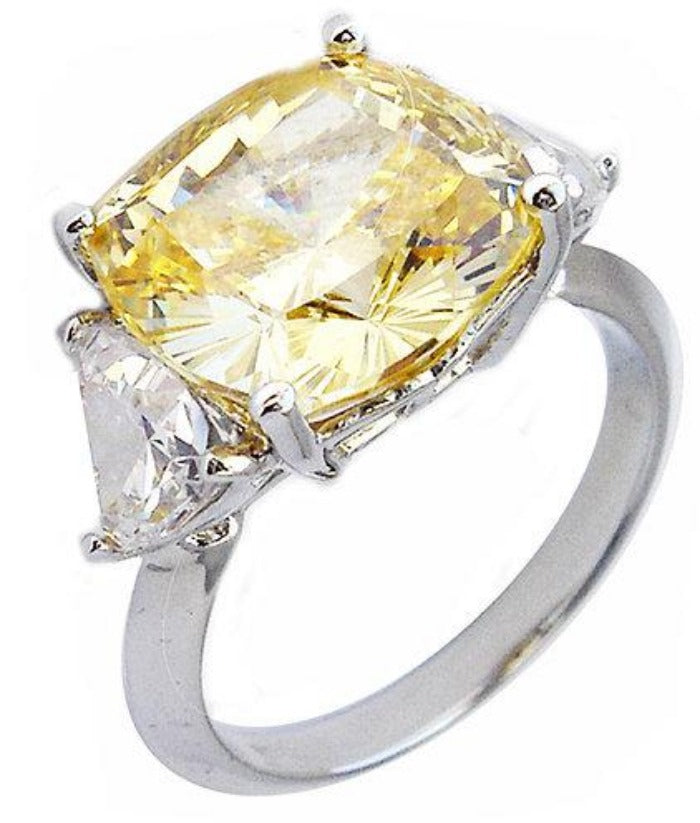 10CT Cushion Cut Cubic Zirconia Sterling Silver Ring