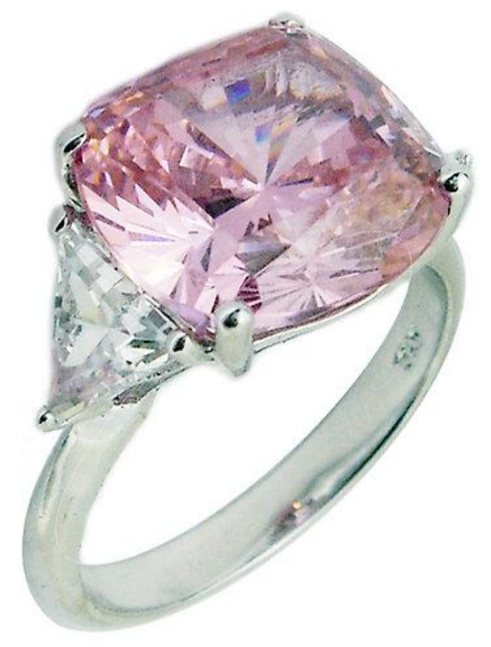 10CT Cushion Cut Cubic Zirconia Sterling Silver Ring