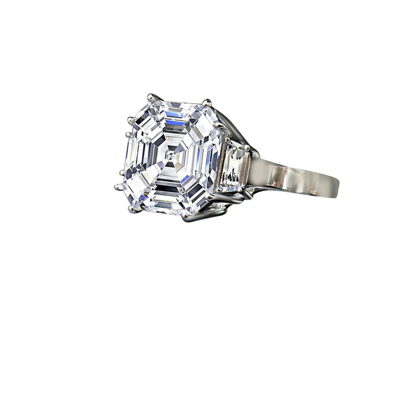 Magnificent 12CT Asscher Cubic Zirconia Sterling Silver Ring