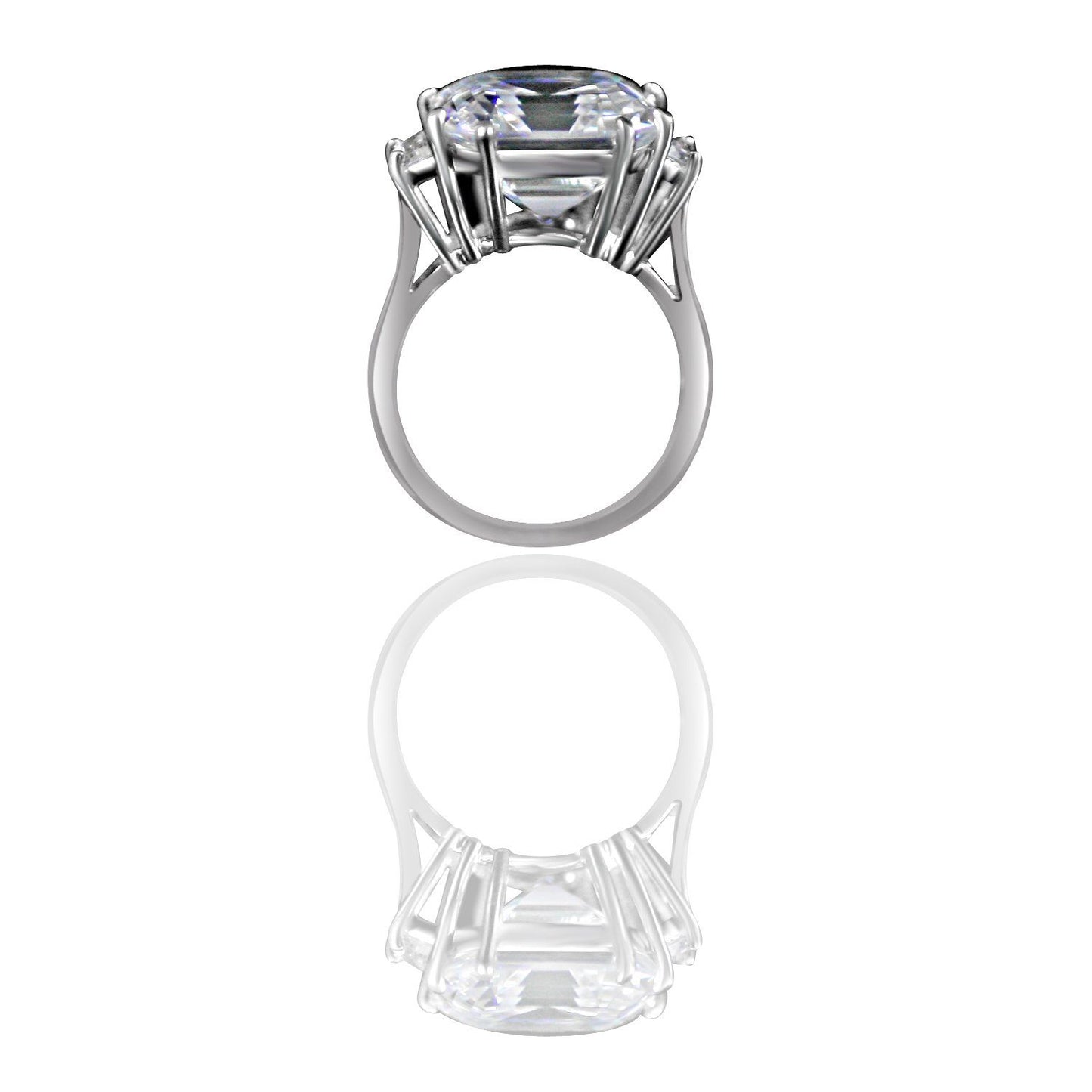 Magnificent 12CT Asscher Cubic Zirconia Sterling Silver Ring