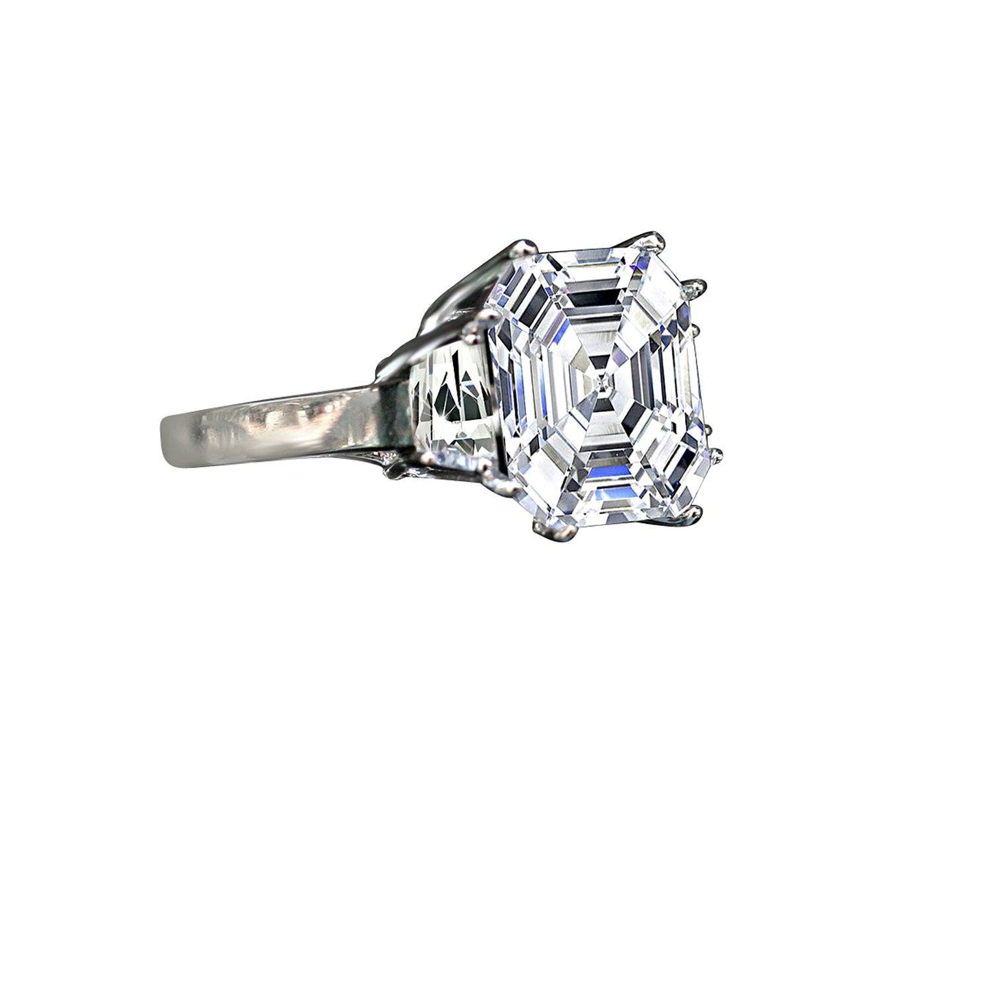 Magnificent 12CT Asscher Cubic Zirconia Sterling Silver Ring