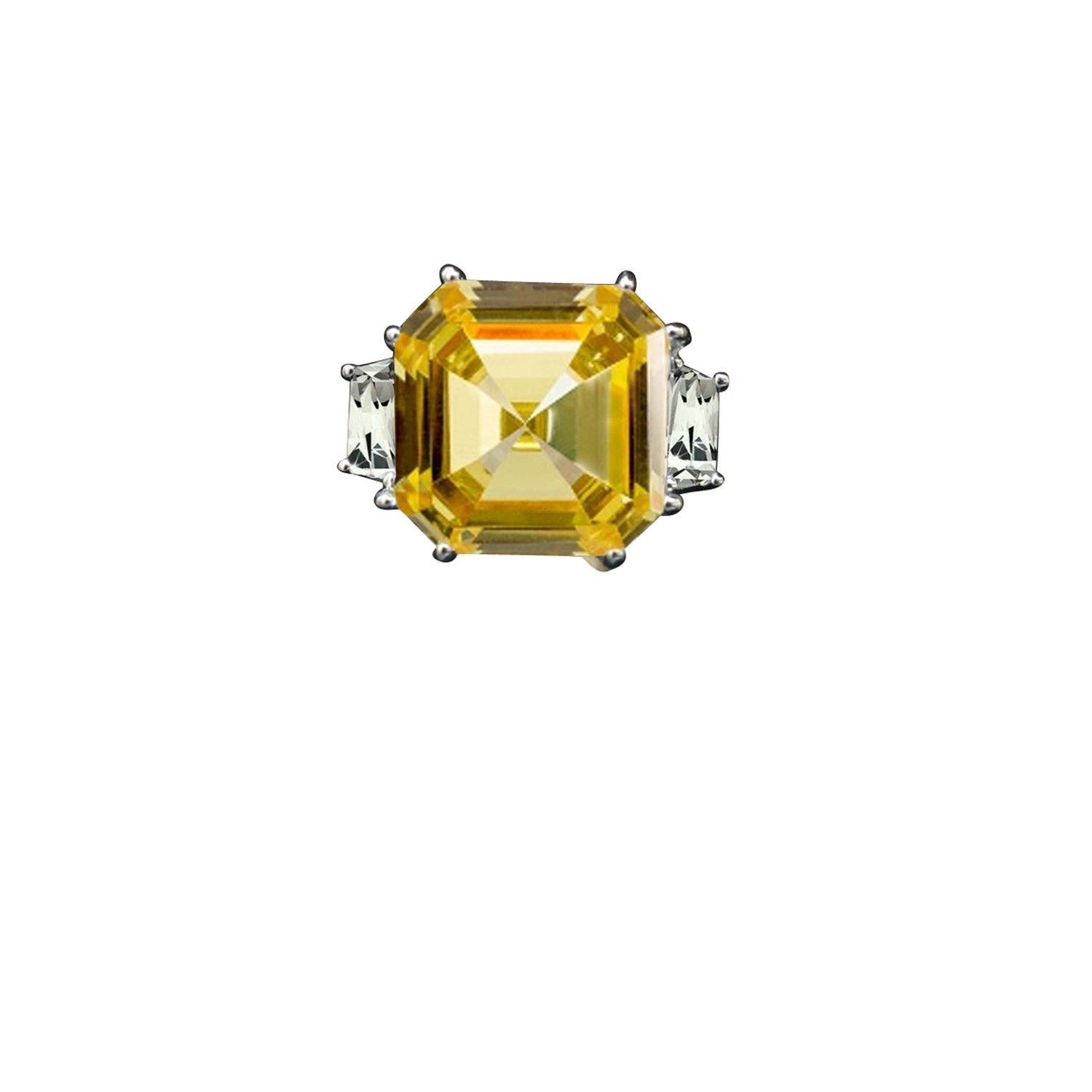 Magnificent 12CT Asscher Cubic Zirconia Sterling Silver Ring