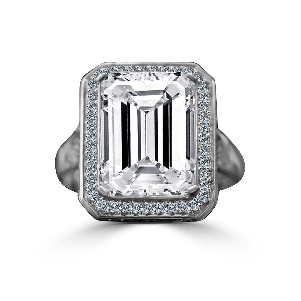 Exquisite 12CT Emerald Cubic Zirconia Vintage Style Sterling Silver Ring