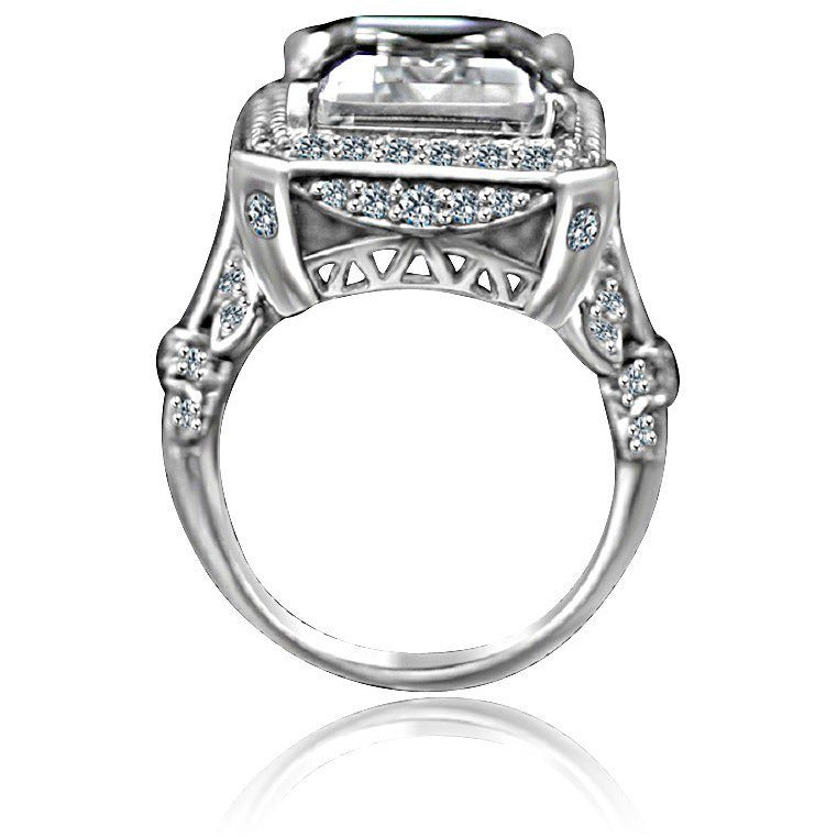 Exquisite 12CT Emerald Cubic Zirconia Vintage Style Sterling Silver Ring