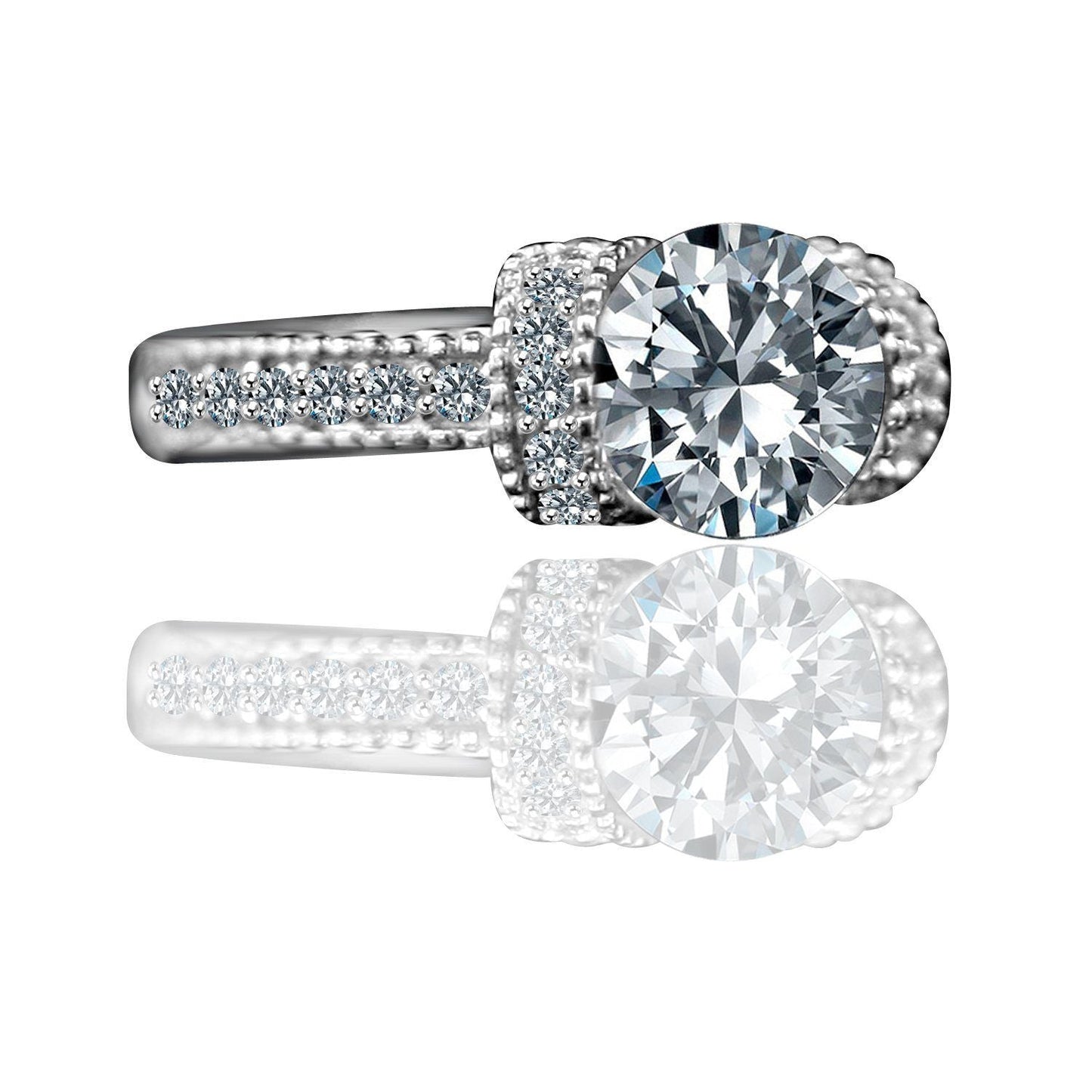 Sterling Silver Platinum Plated Round 1.25CT Cubic Zirconia Ring