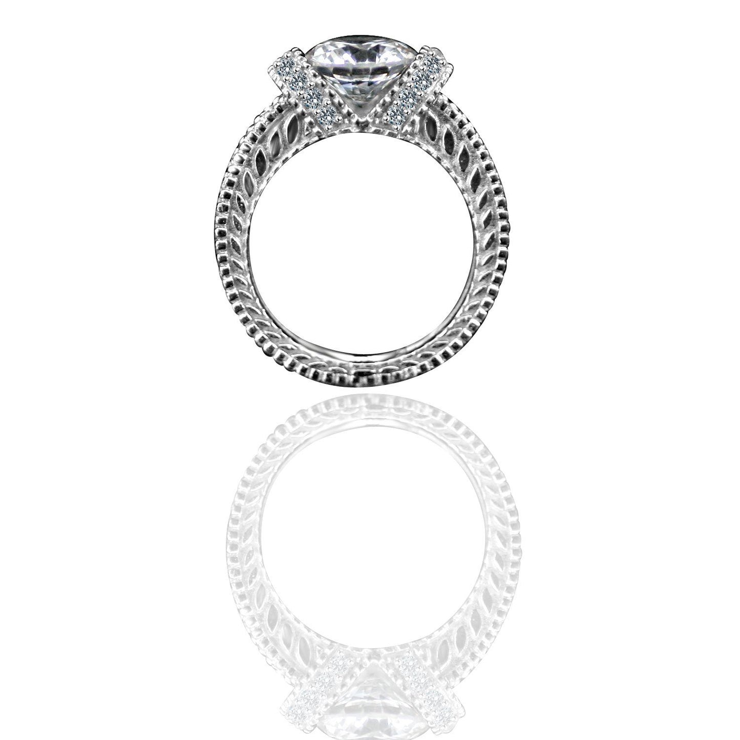 Sterling Silver Platinum Plated Round 1.25CT Cubic Zirconia Ring