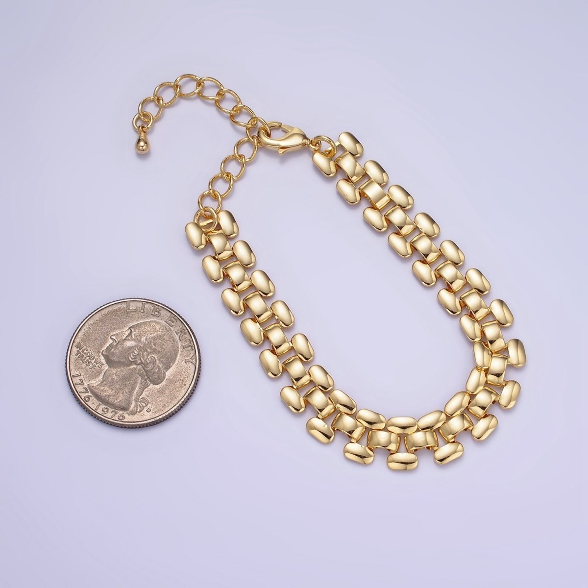 14K Gold Filled 9.3mm Panther Chain Bracelet with Extender