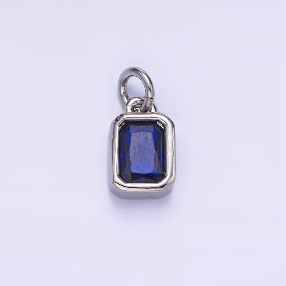 14K Gold Filled Birthstone CZ Baguette Bezel Charm in Gold & Silver