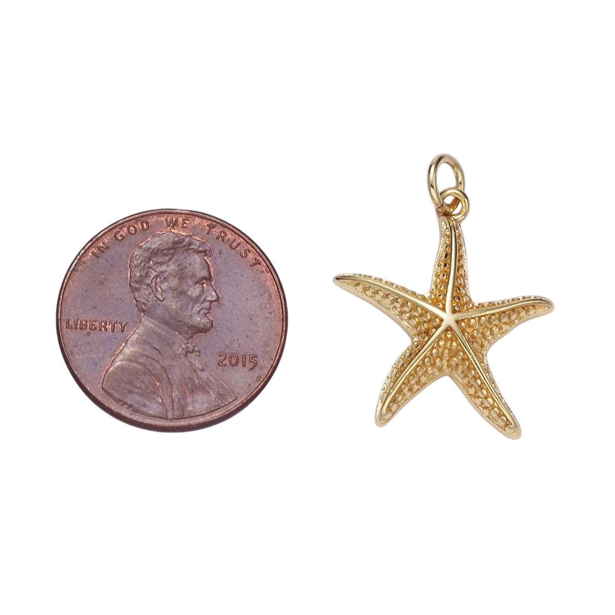 14K Gold Filled Dotted Textured Starfish Animal Charm