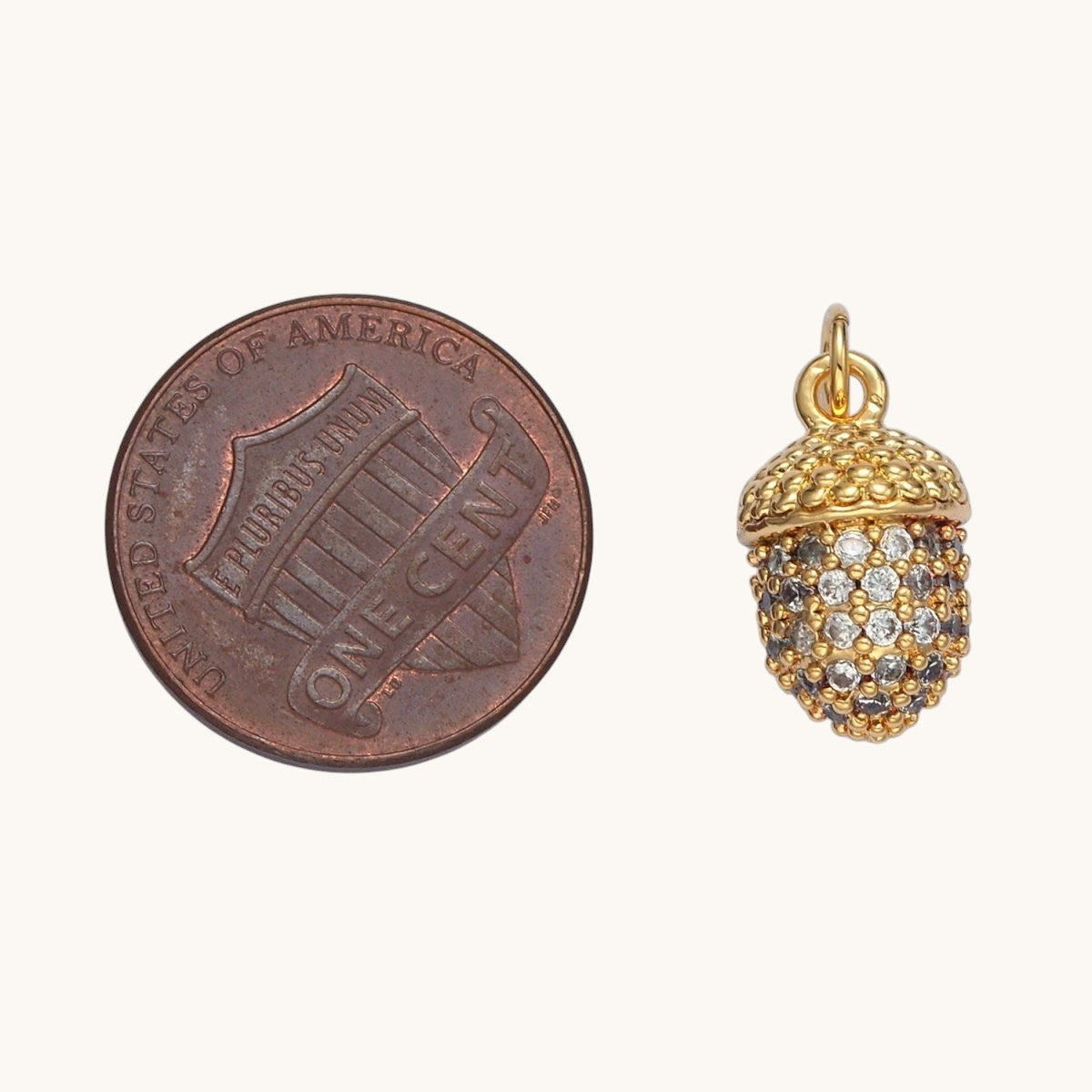 Tiny 14K Gold Filled 9mm Micro Paved CZ Acorn Nut Charm