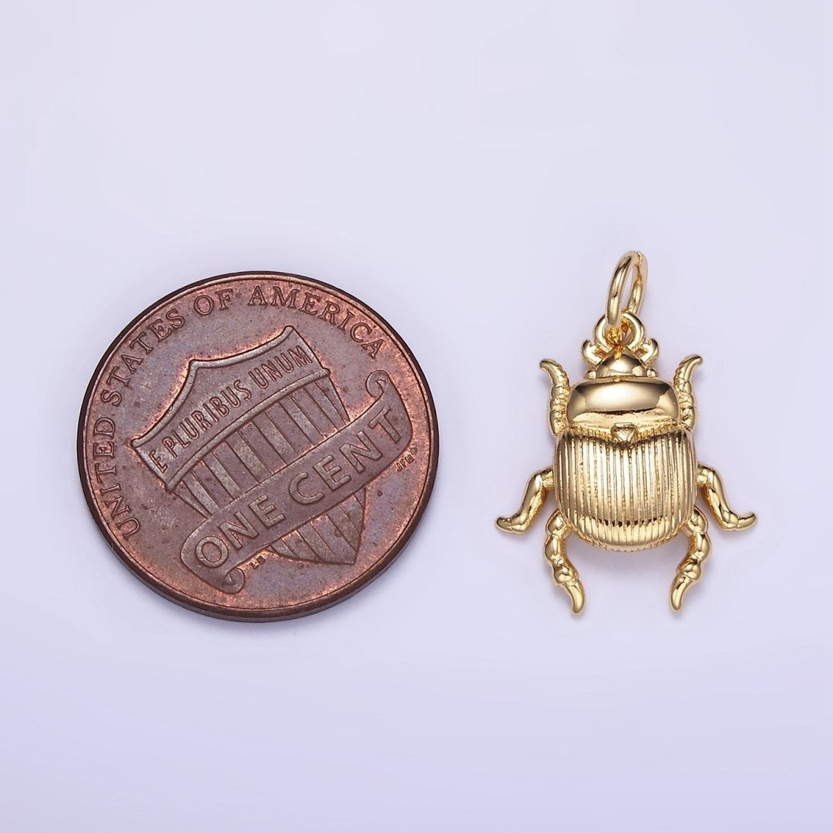 14K Gold Filled 16mm x 14mm Scarab Beetle Textured Animal Charm