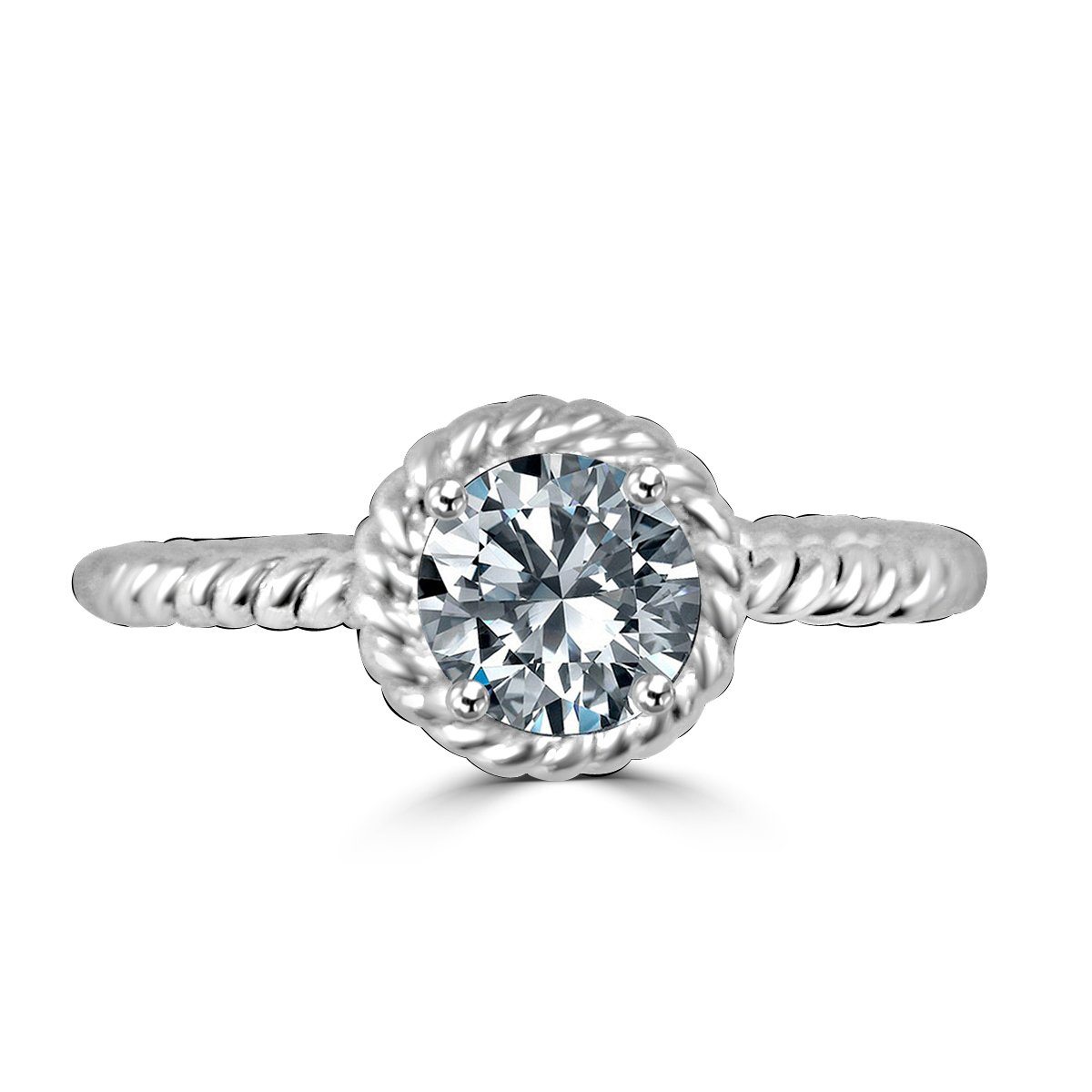 Sterling Silver 0.5CT Round Cut Engagement Ring