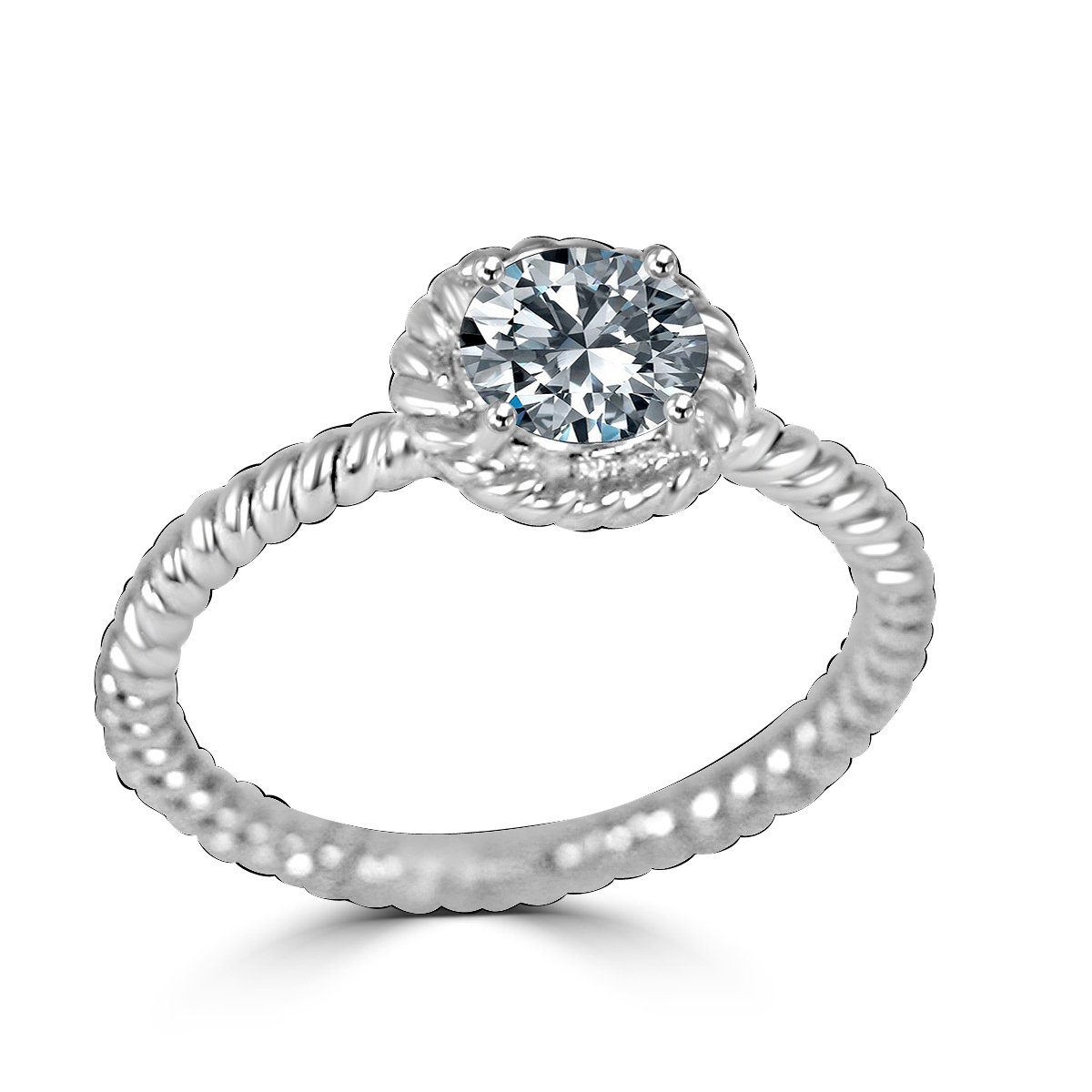 Sterling Silver 0.5CT Round Cut Engagement Ring