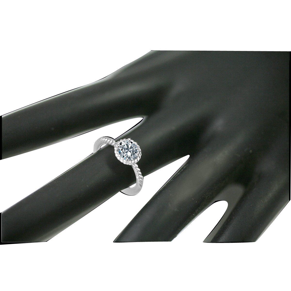 Sterling Silver 0.5CT Round Cut Engagement Ring
