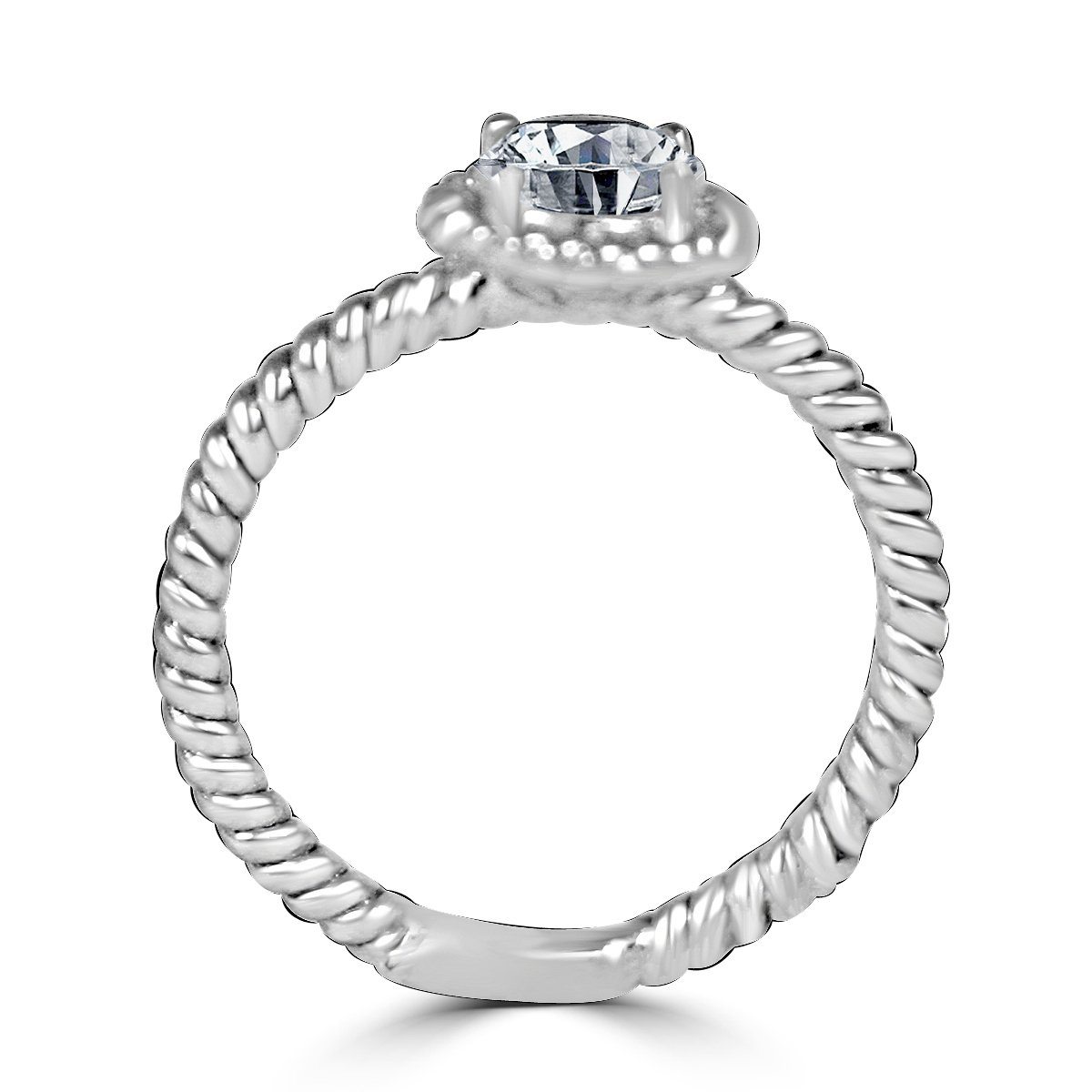 Sterling Silver 0.5CT Round Cut Engagement Ring