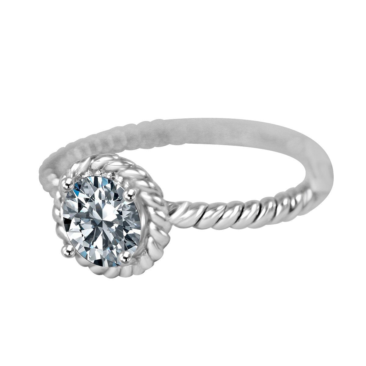 Sterling Silver 0.5CT Round Cut Engagement Ring