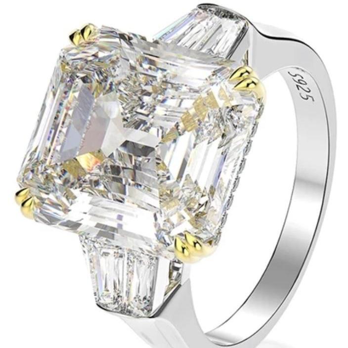 Mesmerizing 15CT Asscher Cubic Zirconia Engagement Ring