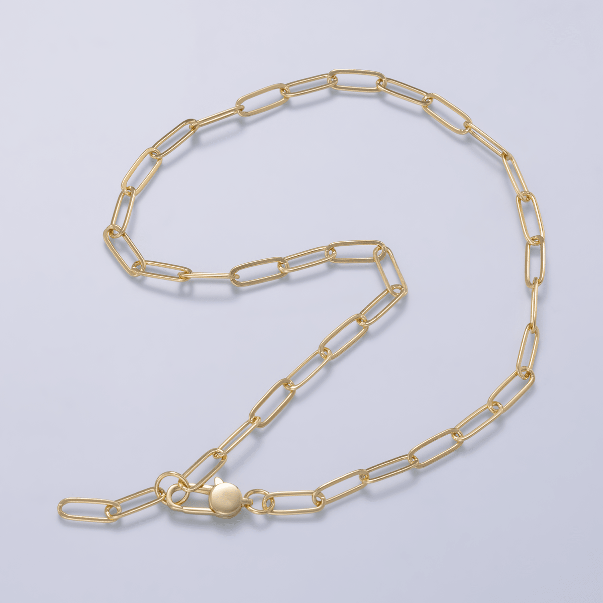 Beautiful Gold Filled 5mm Minimalist Paperclip Lariat Chain 17 Inch Necklace