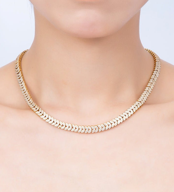 Stunning Gold Filled 7mm Micro Pave CZ Heart Curb Chain 17 Inch Adjustable Necklace