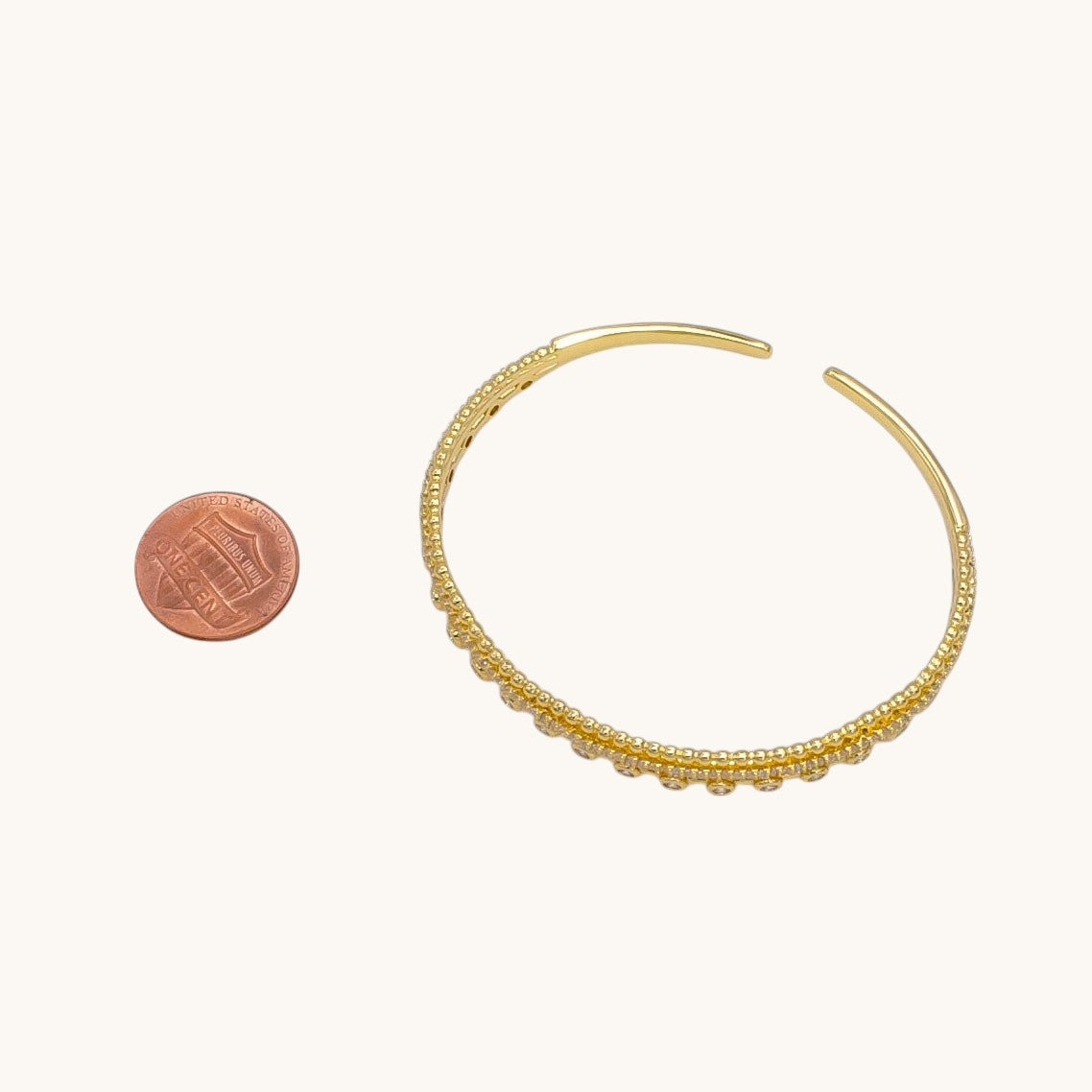 Gold Filled Triple Band Bubble CZ Micro Paved Cuff Bracelet