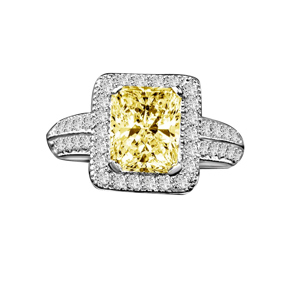 Sterling Silver 2CT Radiant Cut Cubic Zirconia Halo Micro Pave Vintage Style Ring