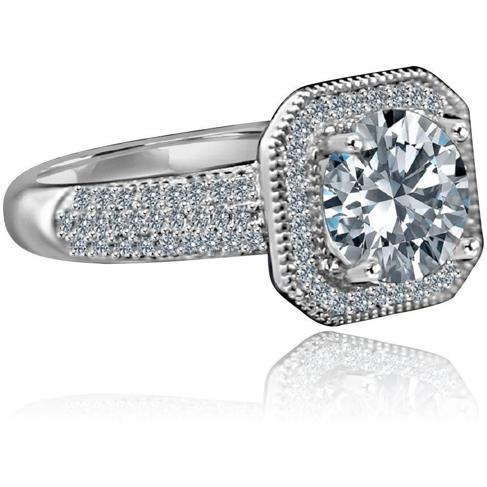 Sterling Silver 2CT Round Cubic Zirconia Ring