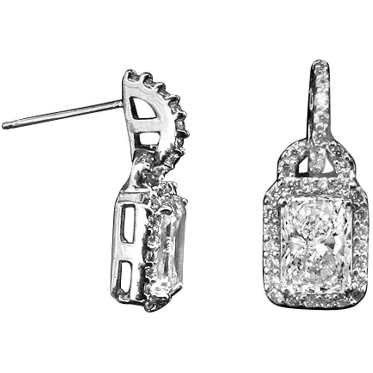 Gorgeous 2CT Princess Cut Cubic Zirconia Earrings