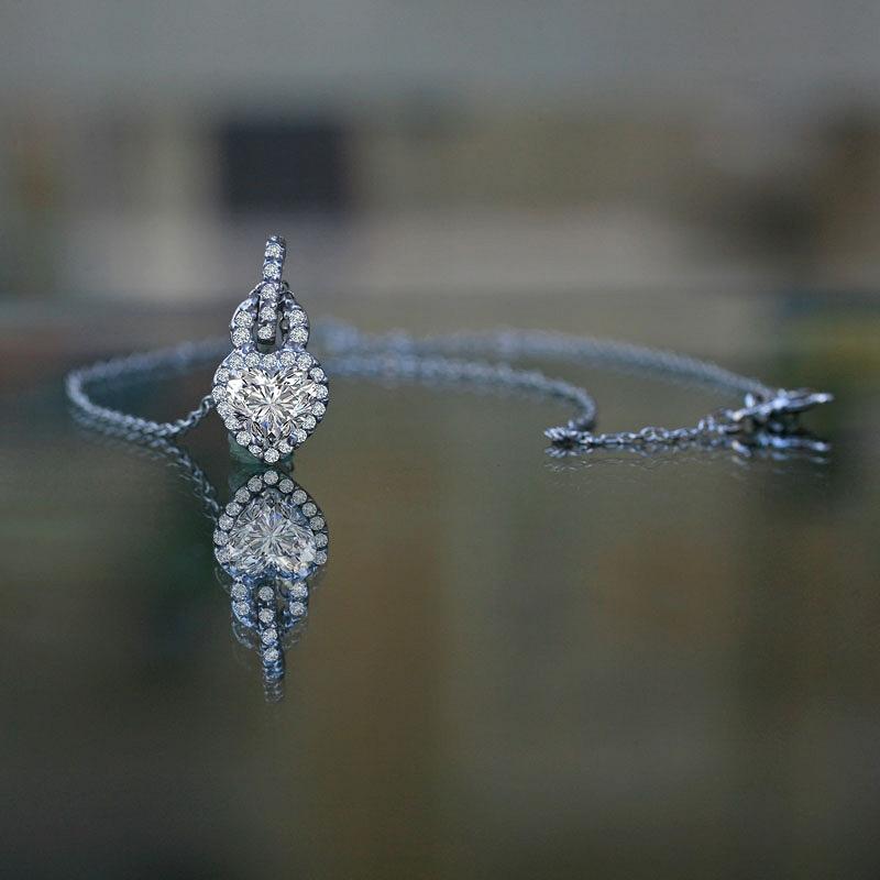 1CT Heart Cubic Zirconia Sterling Silver Pendant Necklace