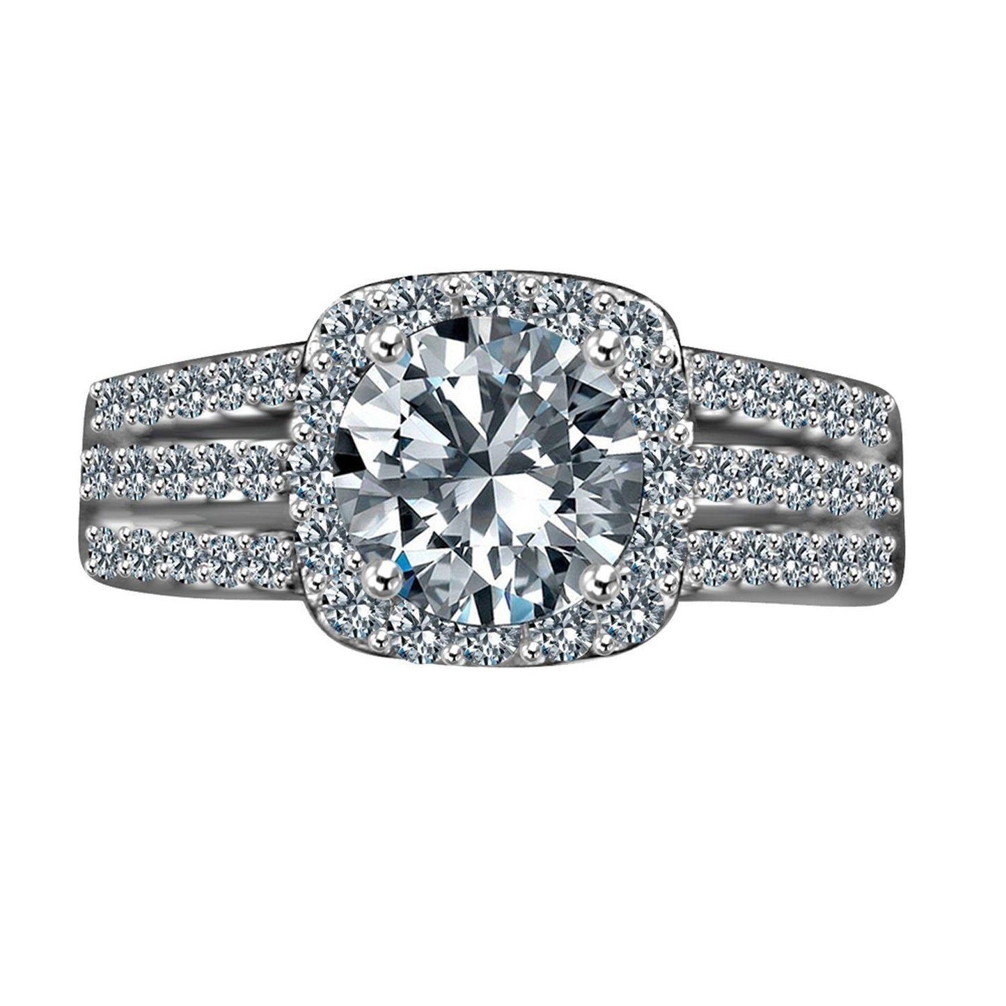 Classic Sterling Silver Platinum Plated 2CT Round Cut Cubic Zirconia Ring