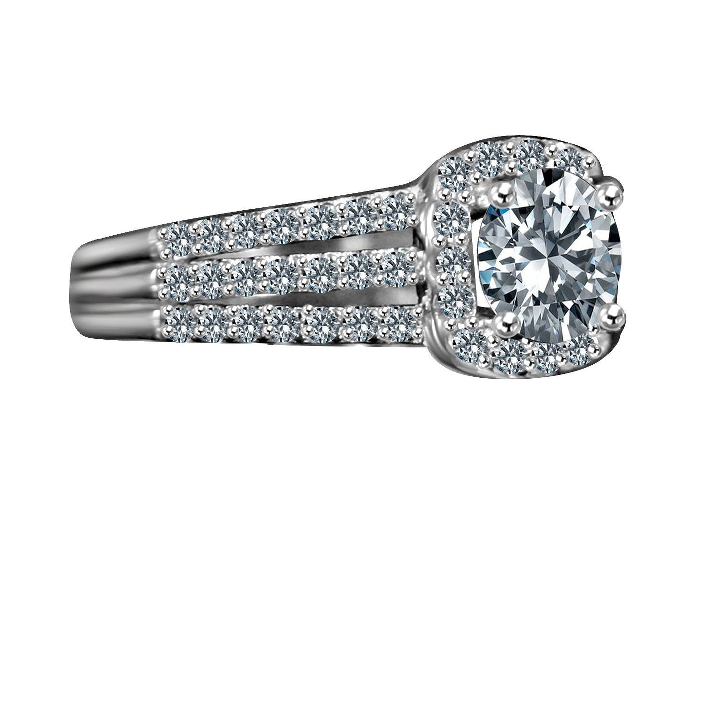 Classic Sterling Silver Platinum Plated 2CT Round Cut Cubic Zirconia Ring