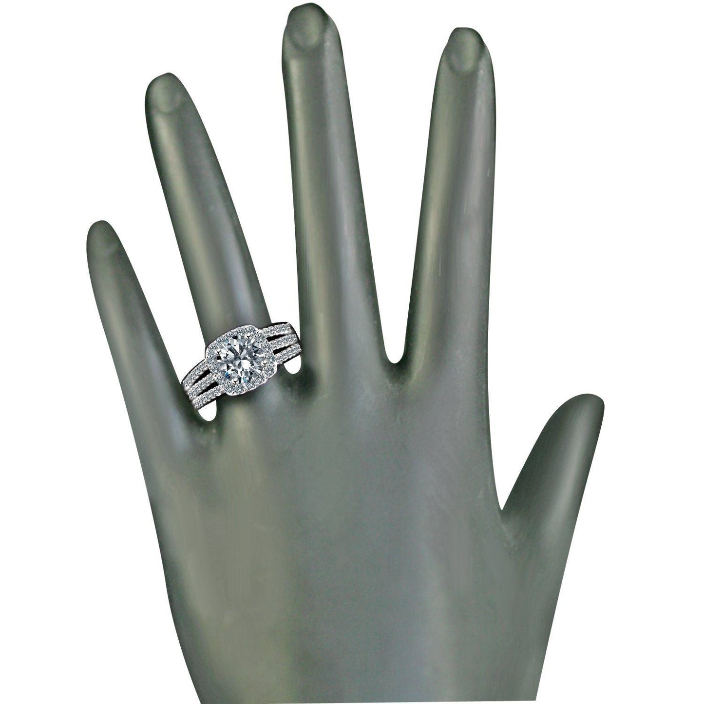 Classic Sterling Silver Platinum Plated 2CT Round Cut Cubic Zirconia Ring
