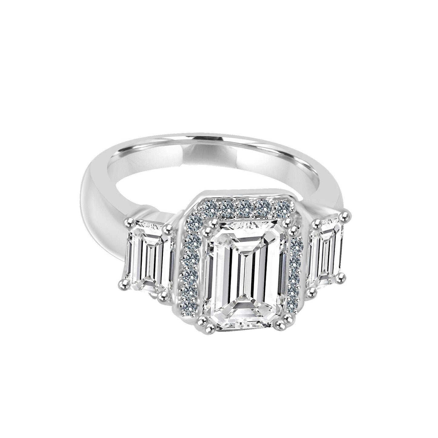 Sterling Silver 2CT Emerald Cut Vintage Inspired Cubic Zirconia Ring