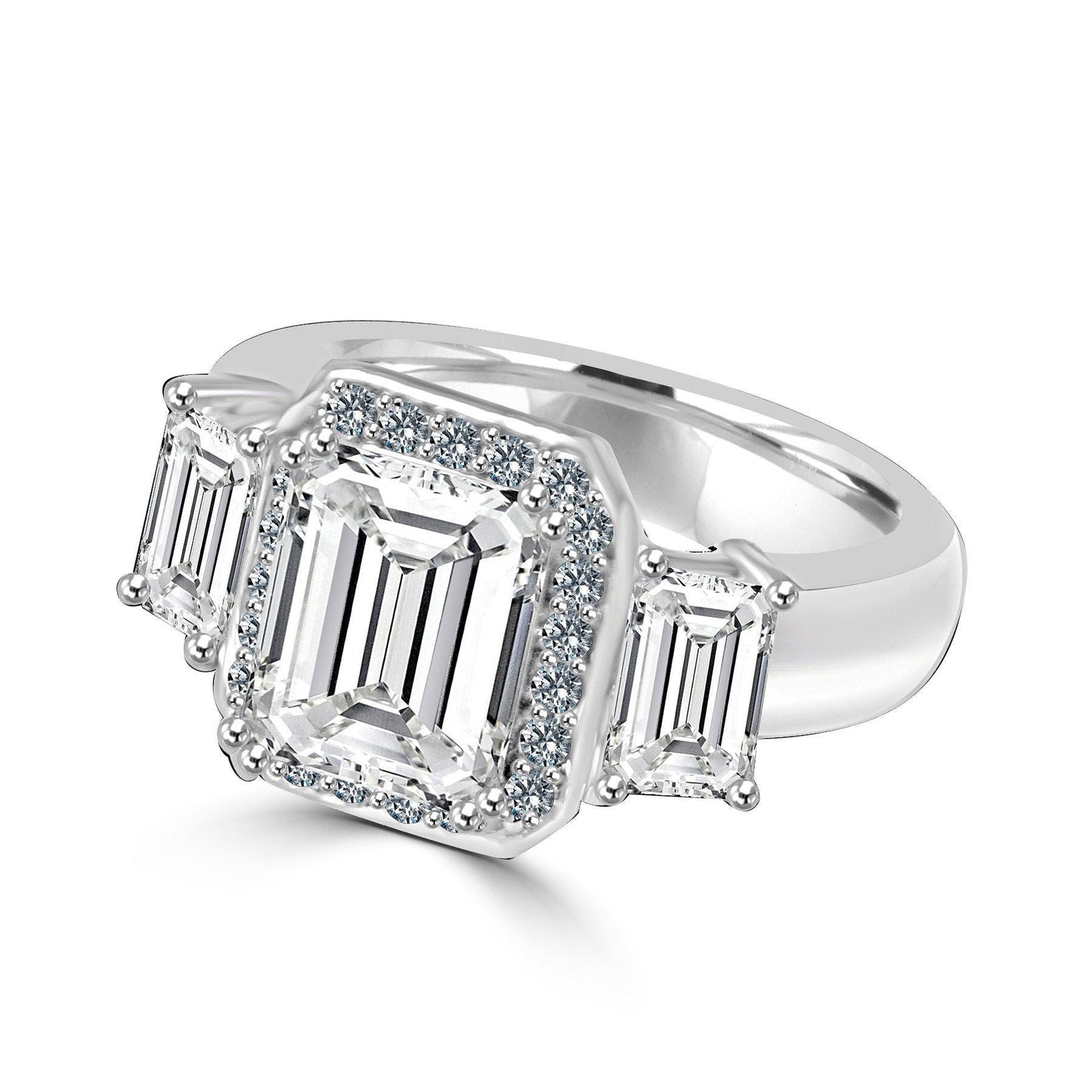 Sterling Silver 2CT Emerald Cut Vintage Inspired Cubic Zirconia Ring