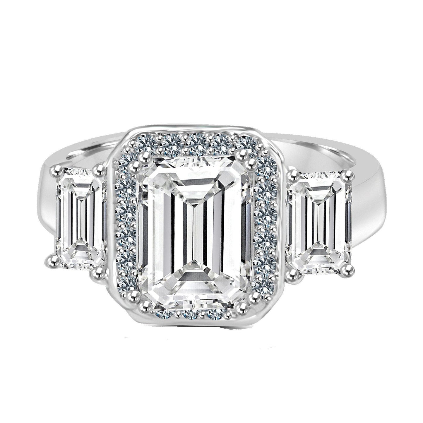 Sterling Silver 2CT Emerald Cut Vintage Inspired Cubic Zirconia Ring