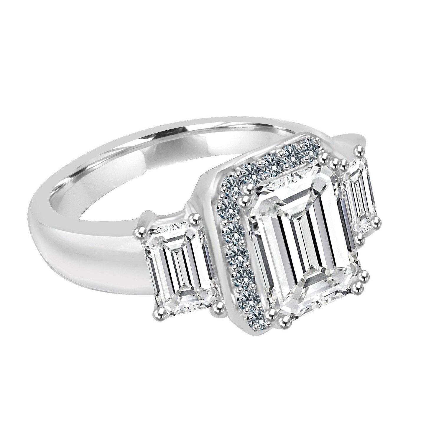 Sterling Silver 2CT Emerald Cut Vintage Inspired Cubic Zirconia Ring
