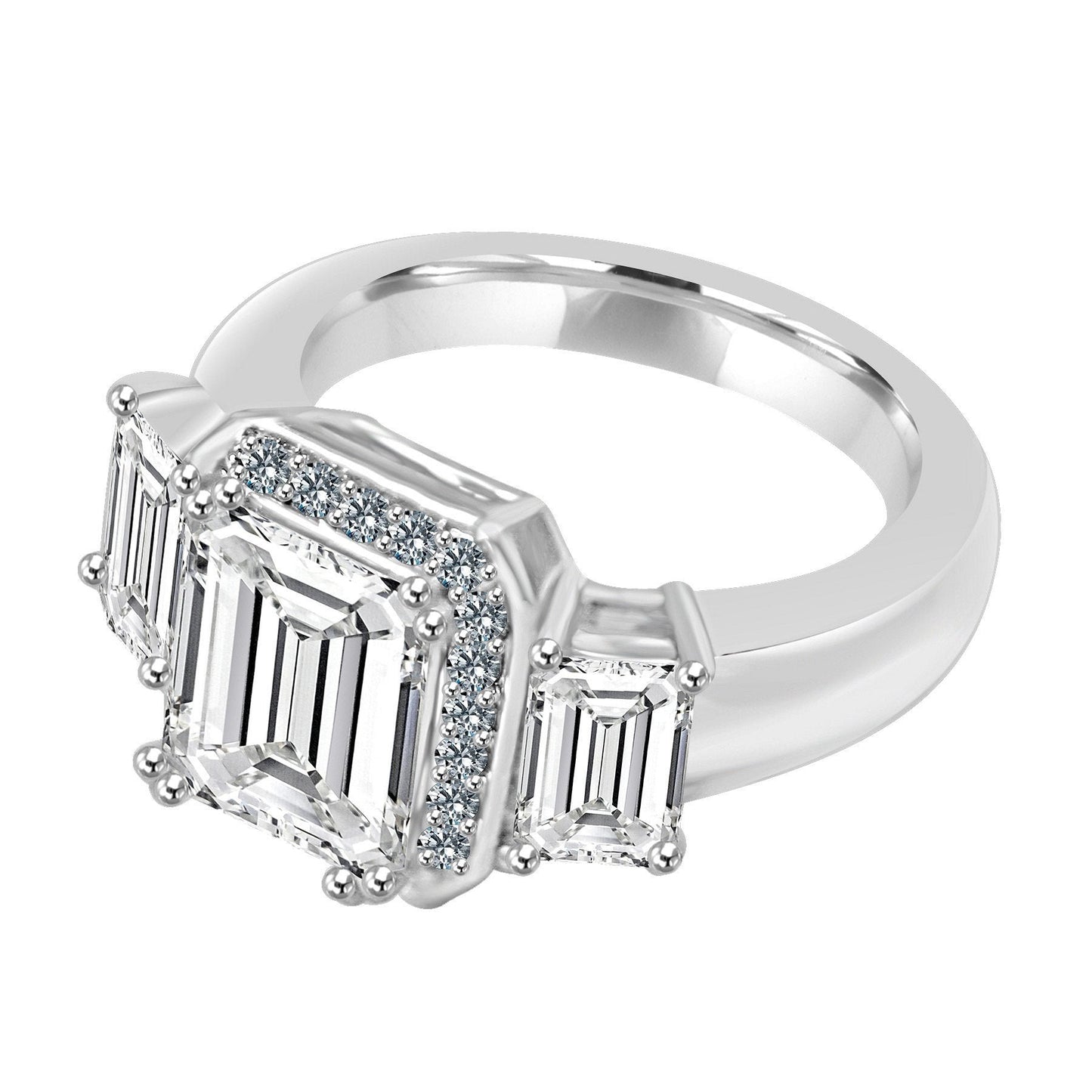 Sterling Silver 2CT Emerald Cut Vintage Inspired Cubic Zirconia Ring