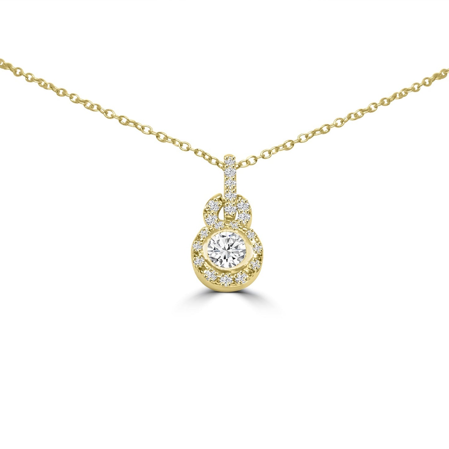 3CT Round Halo Cubic Zirconia Sterling Silver Pendant Necklace