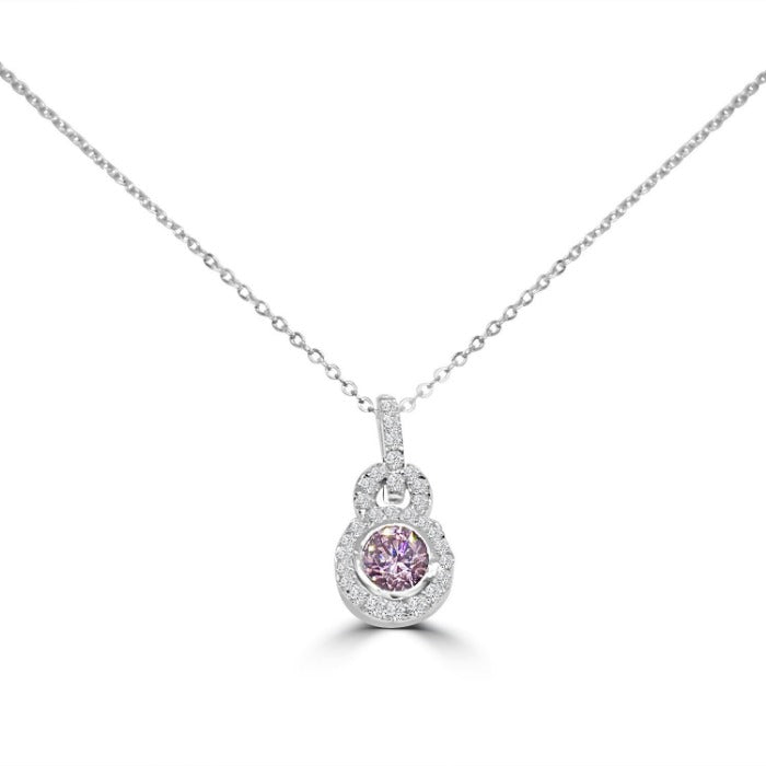 Sterling Silver 1CT Cubic Zirconia Halo Pendant Necklace