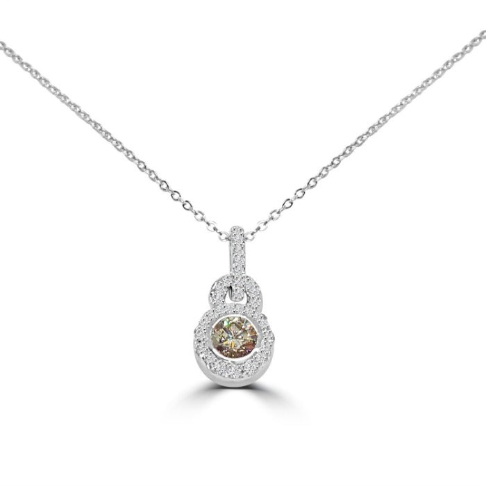 Sterling Silver 1CT Cubic Zirconia Halo Pendant Necklace