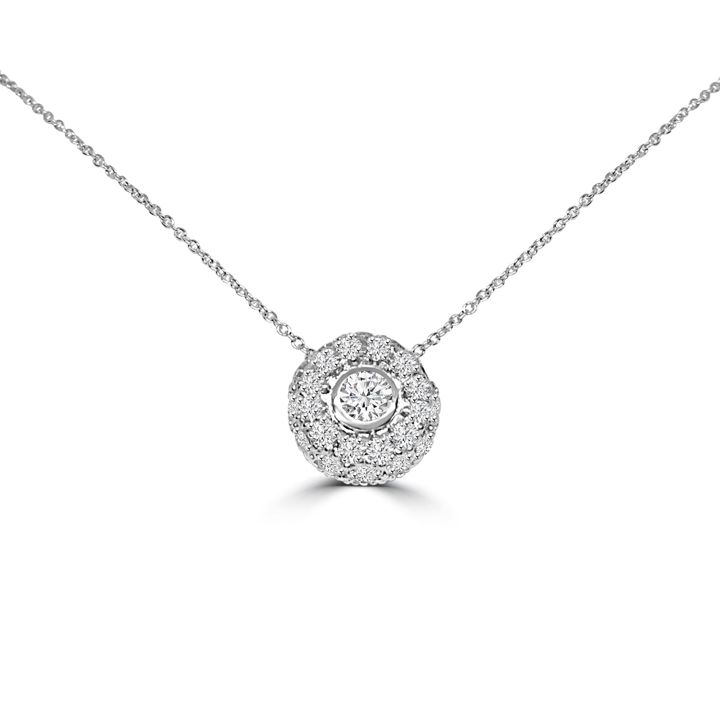 Dainty Round Sterling Silver Cubic Zirconia Pendant Necklace