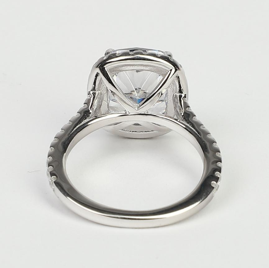 Sterling Silver 5CT Radiant Cushion Cut Cubic Zirconia Ring