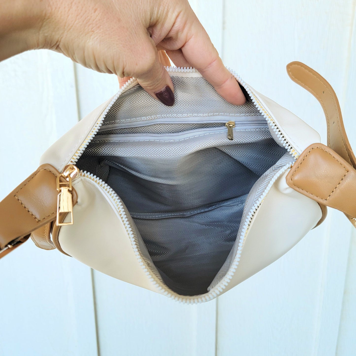 Nadia Colorblock Vegan Leather Crescent Sling Bag