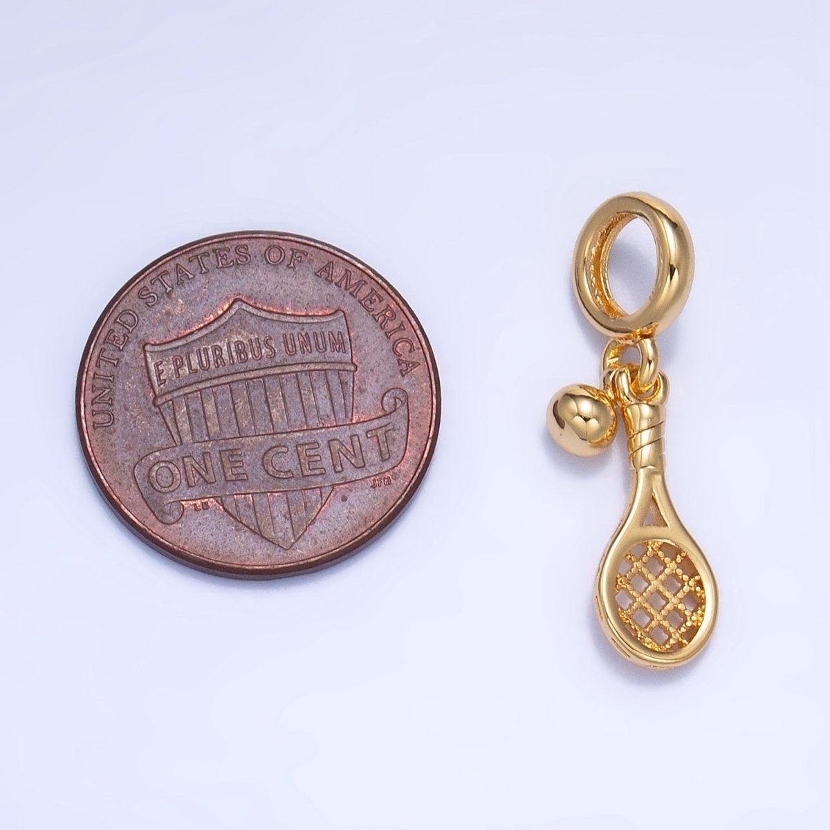 24K Gold-Filled Ball and Racket Sports Rondelle Drop Pendant