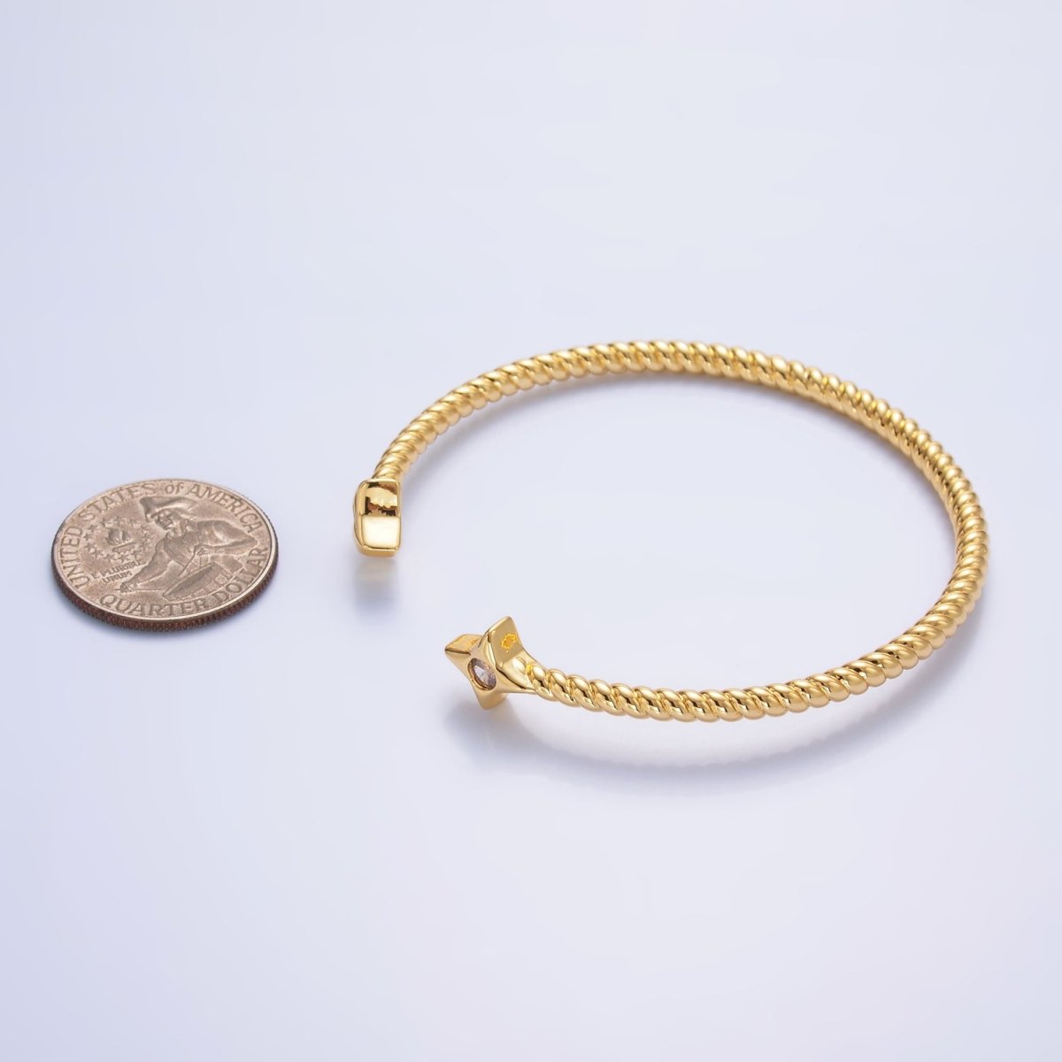 24K Gold Filled Celestial Star CZ Croissant Cuff Bracelet in Gold & Silver