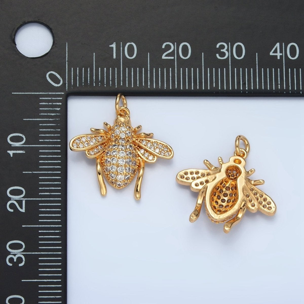 24K Gold Filled Micro Paved CZ Bumble Bee Insect Charm