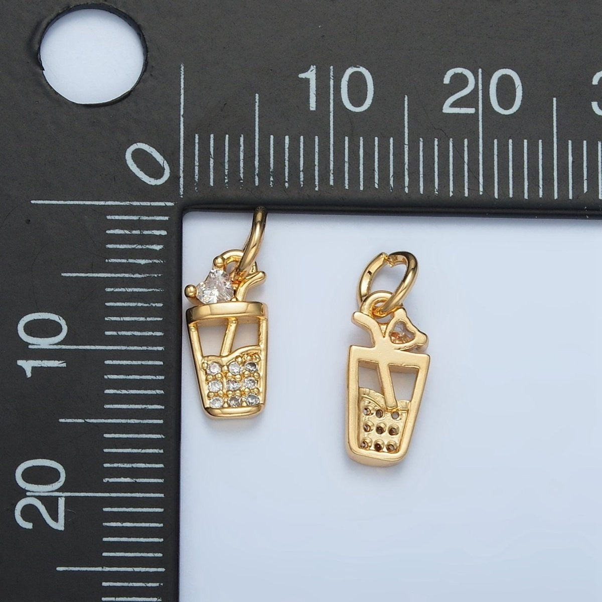 24K Gold Filled Micro Paved CZ Iced Drink Charm