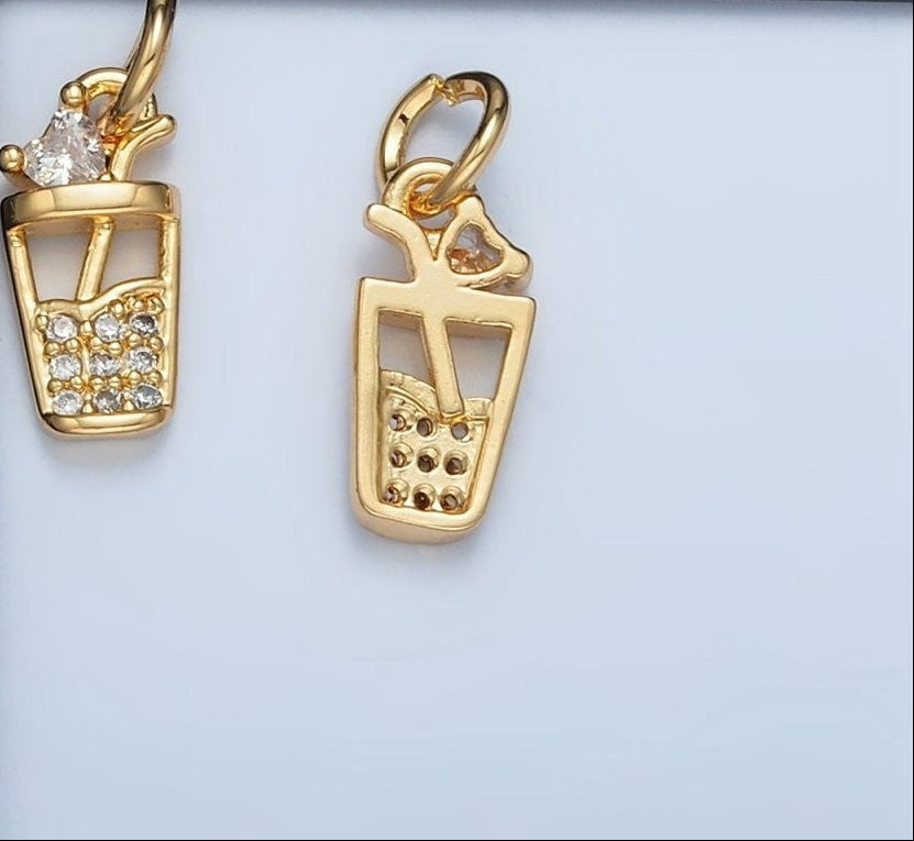 24K Gold Filled Micro Pave CZ Iced Drink Charm