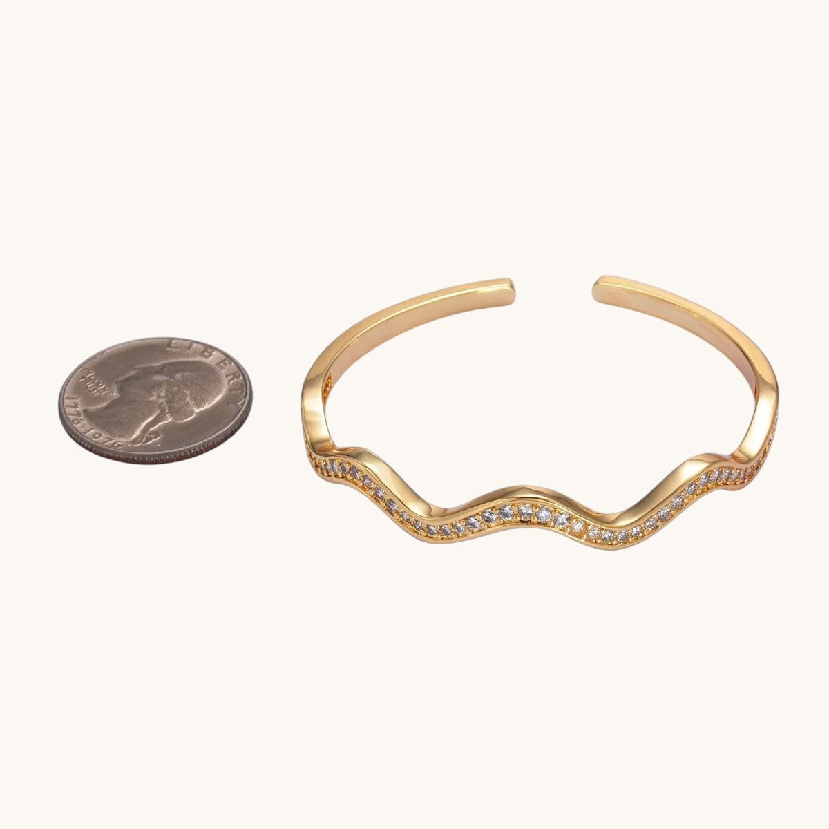 Stunning 24K Gold Filled Micro Pave CZ Wave Cuff Bracelet